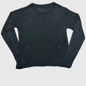 Women's Grunge Y2K Knit Sweater - Black - M/L